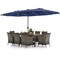 Outdoor 11 Piece Dining Set with Double-Sided 15 Feet Umbrella and Cushions